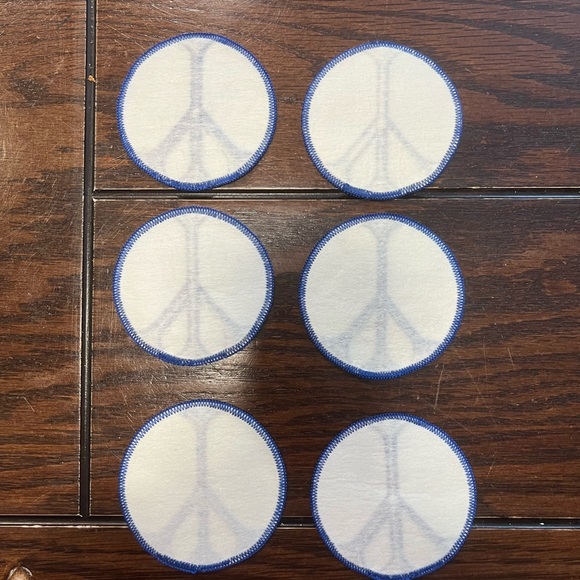 Vintage 1970’s Swiss Maid Quality Emblems Blue Peace Sign Symbol Patch Set of 6 - Picture 2 of 4